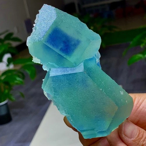 1.25LB Natural fluorite Blue Green cubic mineral crystal sample Specimen