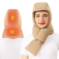 Electric Heated Scarf with Hat Winter Neck Head Warmer Cold Weather Protection