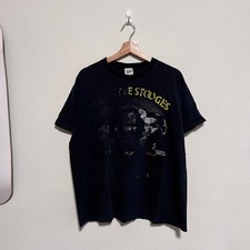 Vintage Three Stooges Movie TV Promo Black Faded Distressed T Shirt Size XL 90s