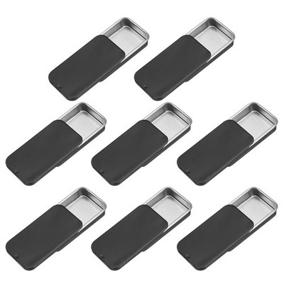8Set Slide Top Tin Containers 2''x1''x0.4'' Metal Empty Tins Box Matte Black