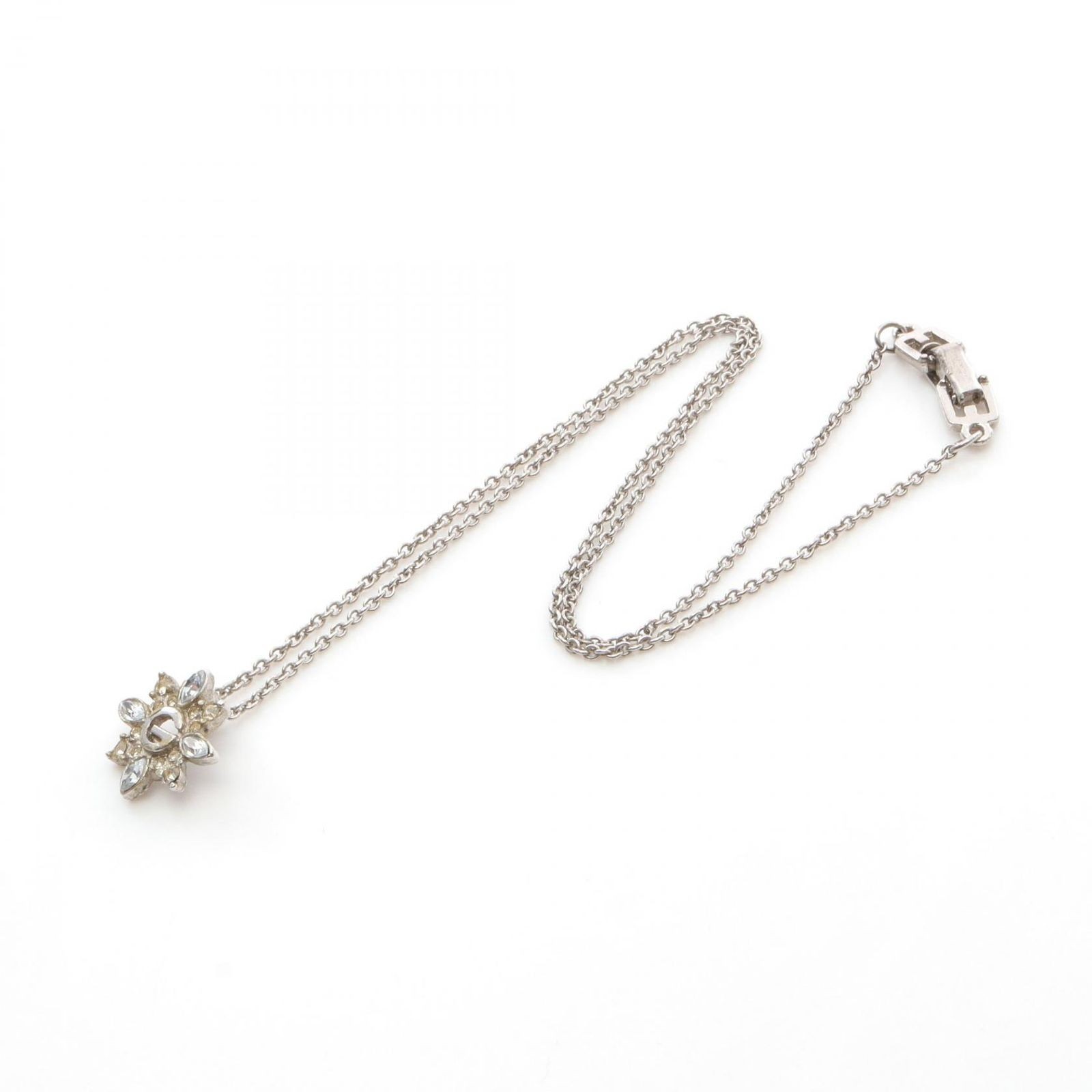 GIVENCHY G Logo Necklace Stainless Steel 40.5cm Silver Rhinestone Jewelry thumbnail 3