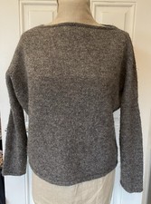 Handmade Luxury Shetland wool brown crew neck...