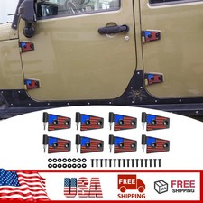 8pcs Us Flag Multicolor Aluminum Door Hinge Kit For Jeep Wrangler Jk 2007 4door