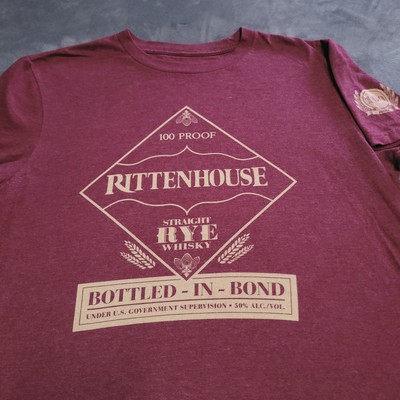 Rittenhouse 100 Proof Rye Whiskey Small Shirt Logo Alcohol Bartender Party Bar