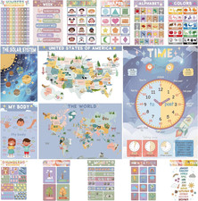 16 Educational Posters for Preschoolers, Laminated Prek Learning Poster Charts f