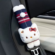 Checkered Hello Kitty Car Seat Belt Cover Plush Cushion Shoulder Pad Toy 12 New