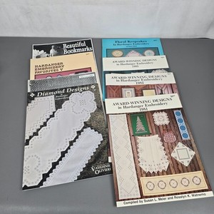 Lot Of 8 Hardanger Embroidery Pattern Books Award-Winning Floral Vintage Designs