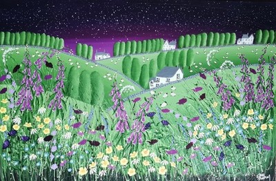 Dreaming of You - Moderne abstrakte Landschaft Wiese Blumen Malerei Kunst 