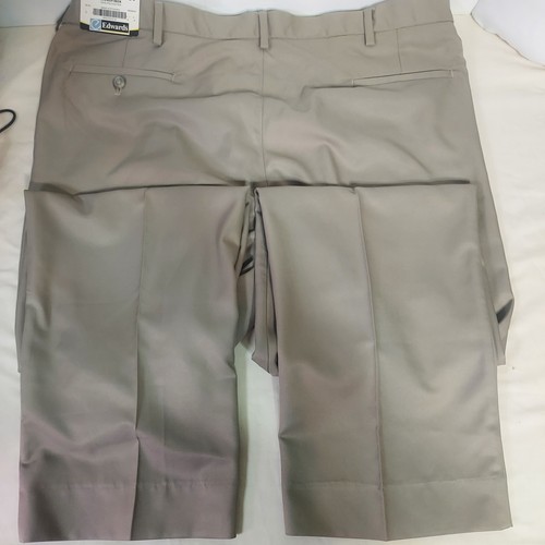 Edwards Herren Mikrofaser Anzughose Beige Plissee Vorne 42x34 Neu - Bild 3 von 7