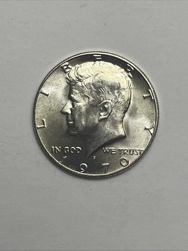 1970-D Denver Kennedy Half Dollar, US 50c JFK Silver Coin, Semi Key Gem BU UNC