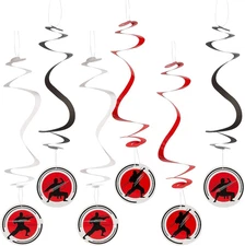 Fun Express 28" Karate Hanging Swirls - 12 Pieces - Vibrant Party Decorations fo