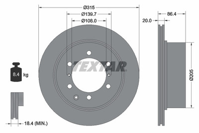 TEXTAR 92146703 Bremsscheibe für GONOW (GAC),HYUNDAI,HYUNDAI (HUATAI),LANDWIND (