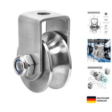 Edelstahl Umlenkrolle mit 2 Kugellagern für Seile 200kg Tragkraft