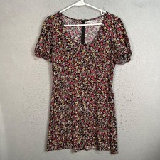 Reformation Womens Size 12 Floral Print V-Neck Short Sleeve Dress