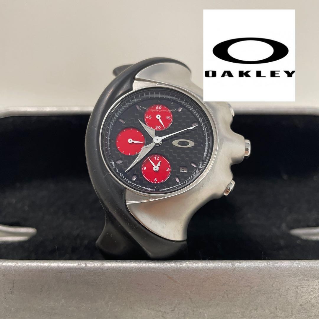 OAKLEY DETONATOR Rare Chronograph Triple Calendar Red Black Silver