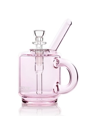 GRAV  COFFEE MUG POCKET BUBBLER, MINI WATER PIPE, BONG, PINK PINK COLOR