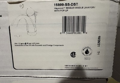 Delta 15999-SS-DST Haywood Single Hole Bathroom Faucet with Diamond Seal Technol