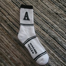 Black White Crew Socks with the Letter, A Socks
