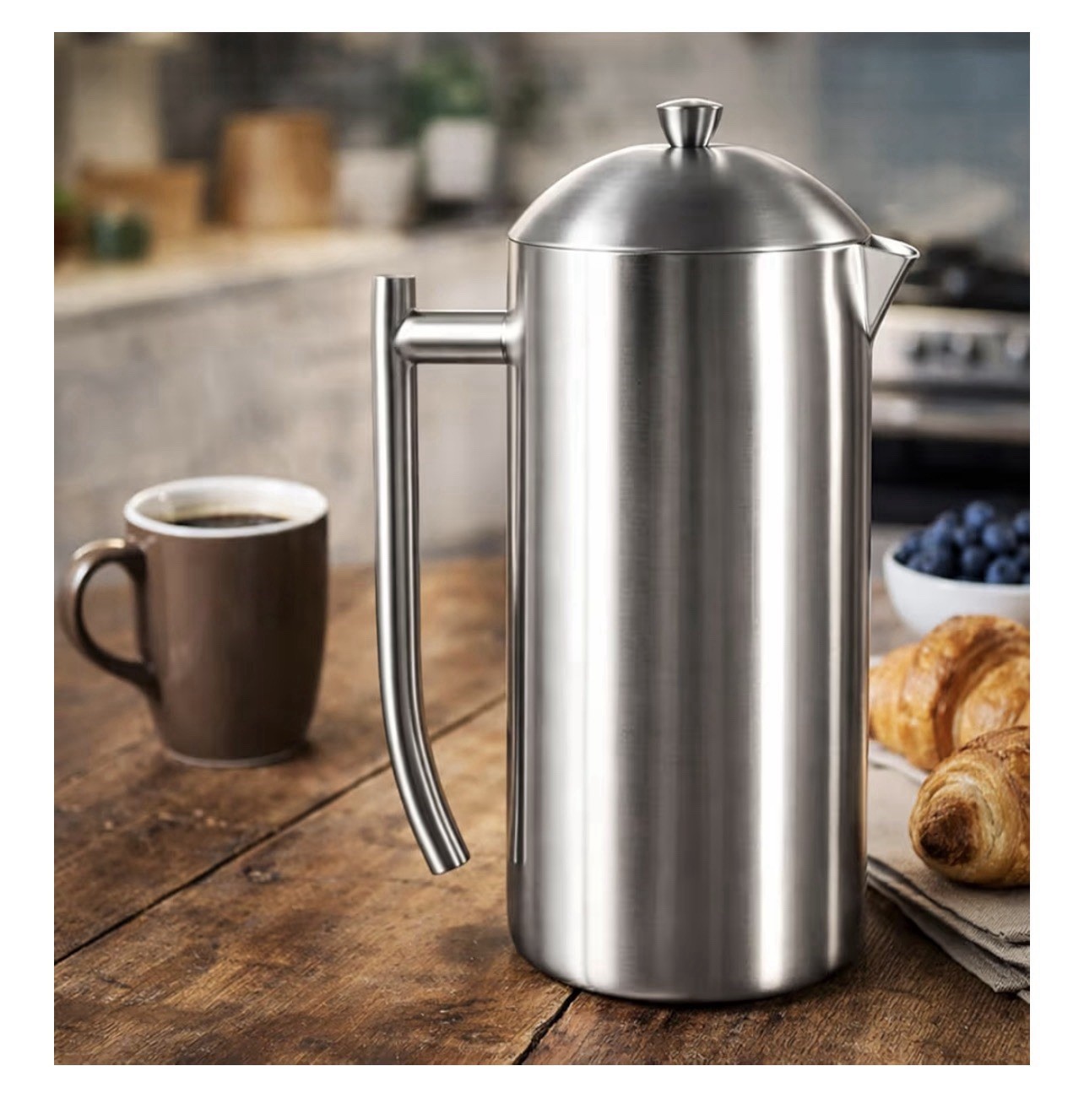 36 Oz Double Walled Stainless Steel Coffee Maker Brushed
