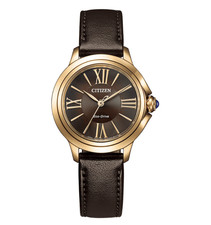 CITIZEN EM1163-09X Eco-Drive Gold Brown Leather Solar Women's Watch Japan