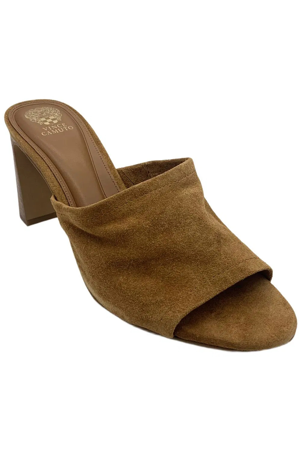 Vince Camuto Womens Leather Heeled Mule Sandals Golden Walnut 8790₽