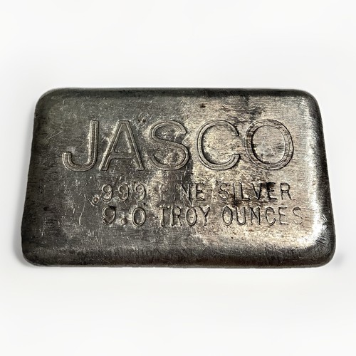Rare JASCO Poured Bar 9ozt. Fine Silver .999 Vintage