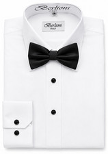 Berlioni Italy Men's Premium Formal Tuxedo Shirt With Bow Tie
