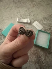 Tiffany & Co. Sterling Silver Twist Knot Stud Earrings With Box And Bow