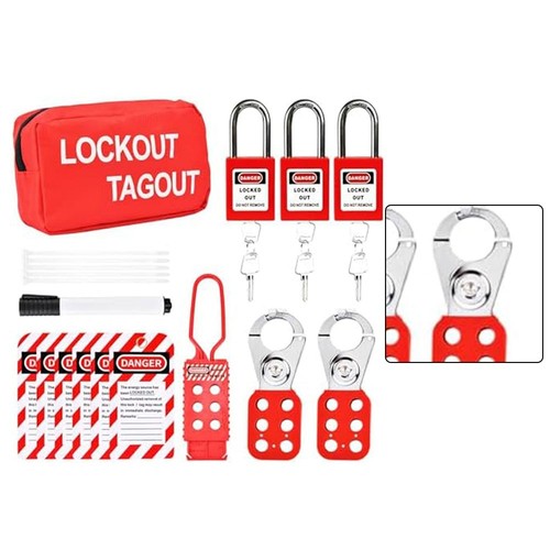 Lockout Tagout Kit Safety Padlocks PVC Danger Tags Portable Storage Bag ...