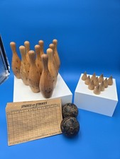 Klauber Novelty Co SPARES & STRIKES 1941 Bowling Game WWII era WOOD Pins Ball