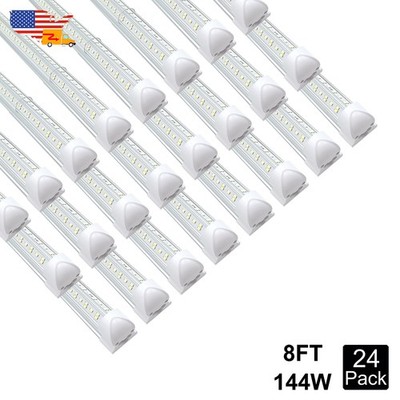 24 Pack 8 Foot Led Shop Light Fixtures 144W 18000Lms 6500K T8 8Ft Led Light Bulb