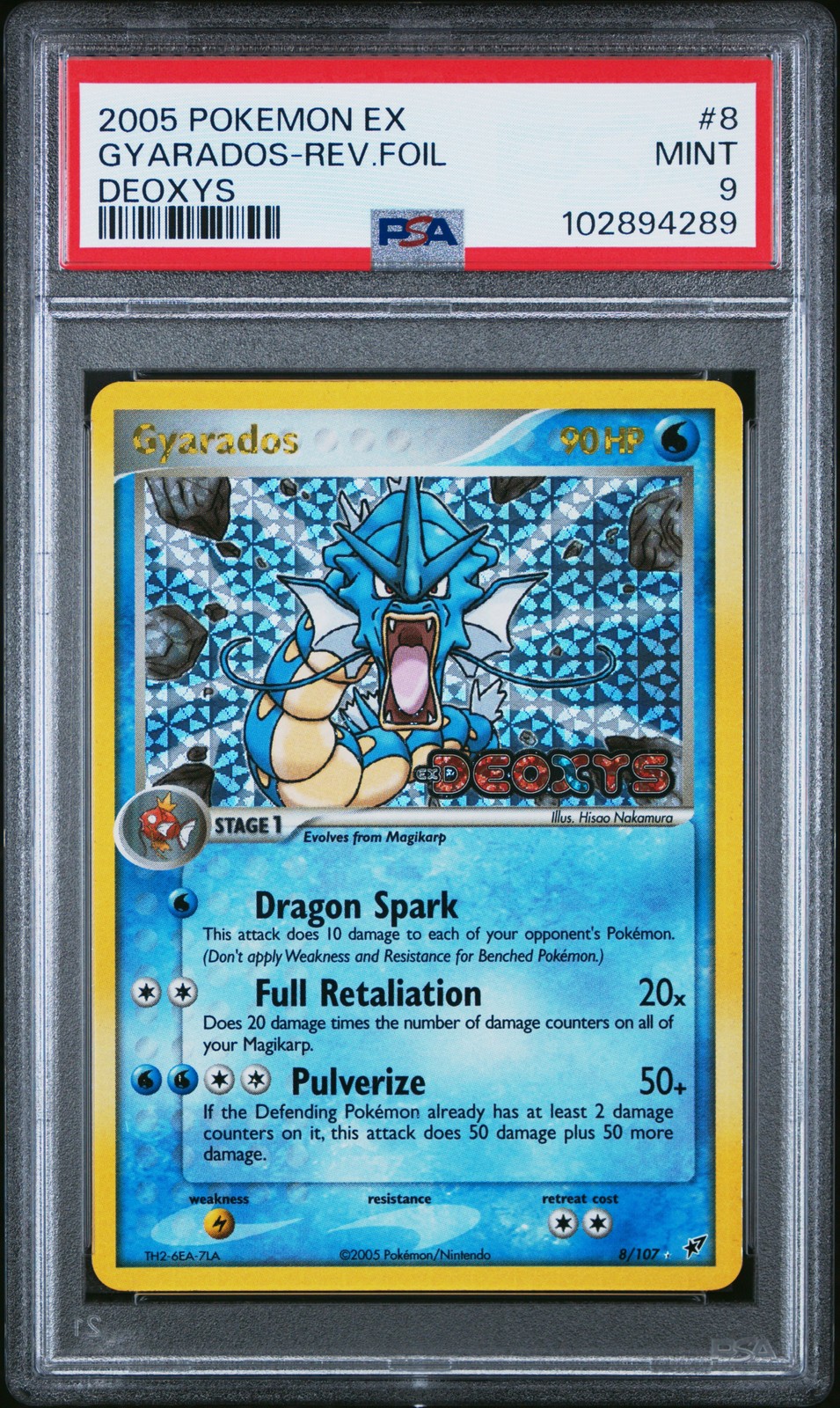 2005 POKEMON EX DEOXYS #8 GYARADOS-REVERSE FOIL PSA 9