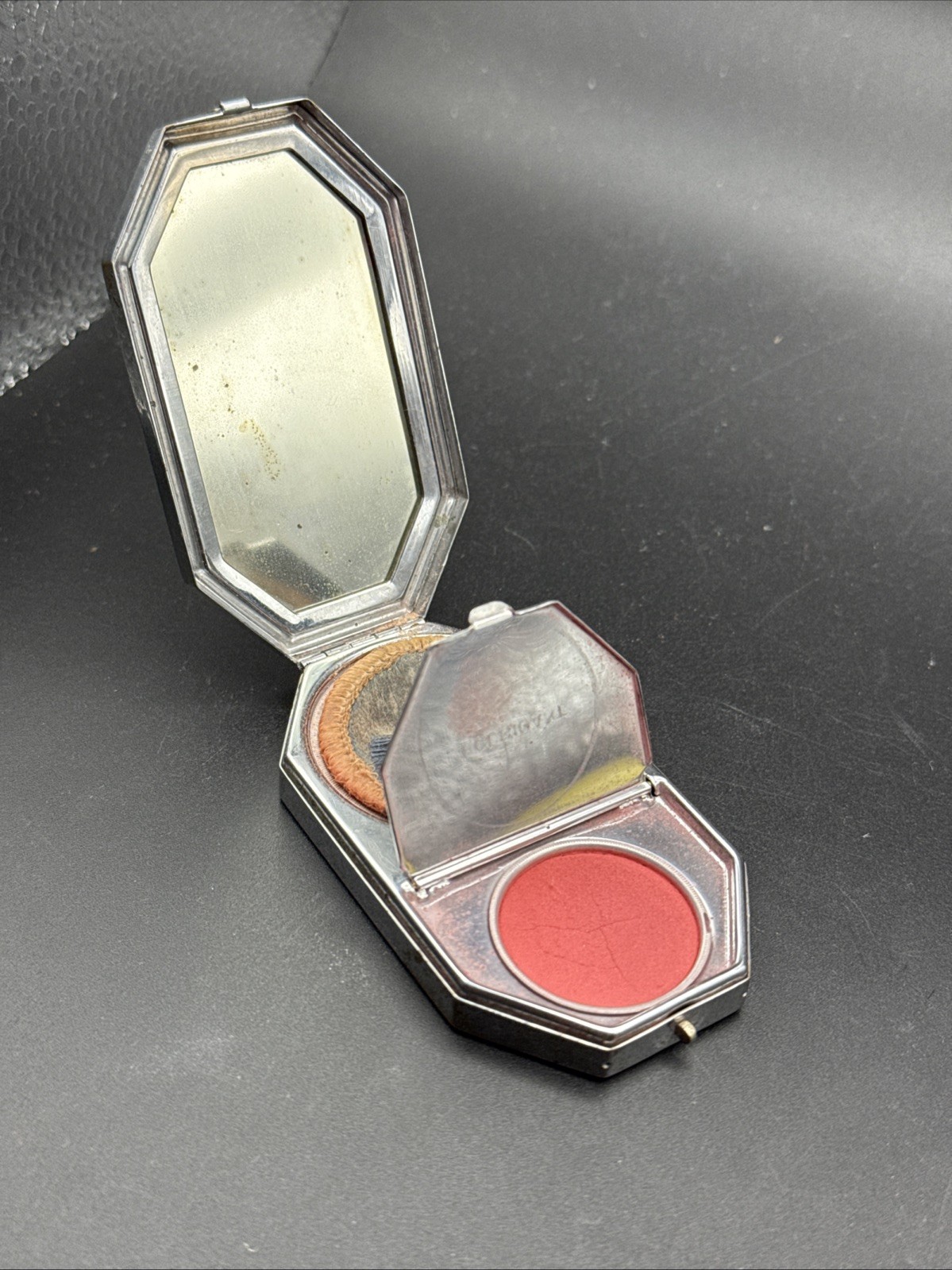 Vtg Houbigant Art Deco Compact Double Vanity Mirrored Powder Box Makeup Case