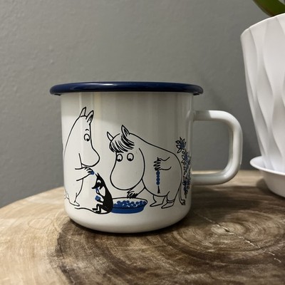 Muurla MOOMIN Characters Metal & Blue Enamel Mug Coffee Tea Cup  Rare