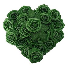  25PCS  Green Roses Artificial Flowers with Long Stem Real Touch Fake Foam