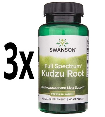 3x Swanson Kudzu-Wurzel (Kudzu root) 500 mg 60 Kapseln - 180 kaps