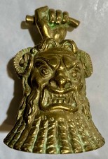 ANCIENNE SONNETTE DE TABLE CLOCHE TÊTE DE FAUNE SATYRE BRONZE  BELL