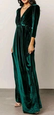 Baltic Born Women's Size XS Green Velvet Maxi Dress 