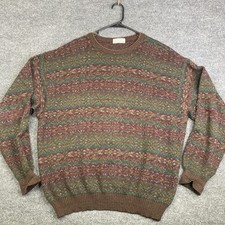 Tricots St Raphael Nordstrom Mens Multi Color 3D Knit Crewneck Sweater VTG