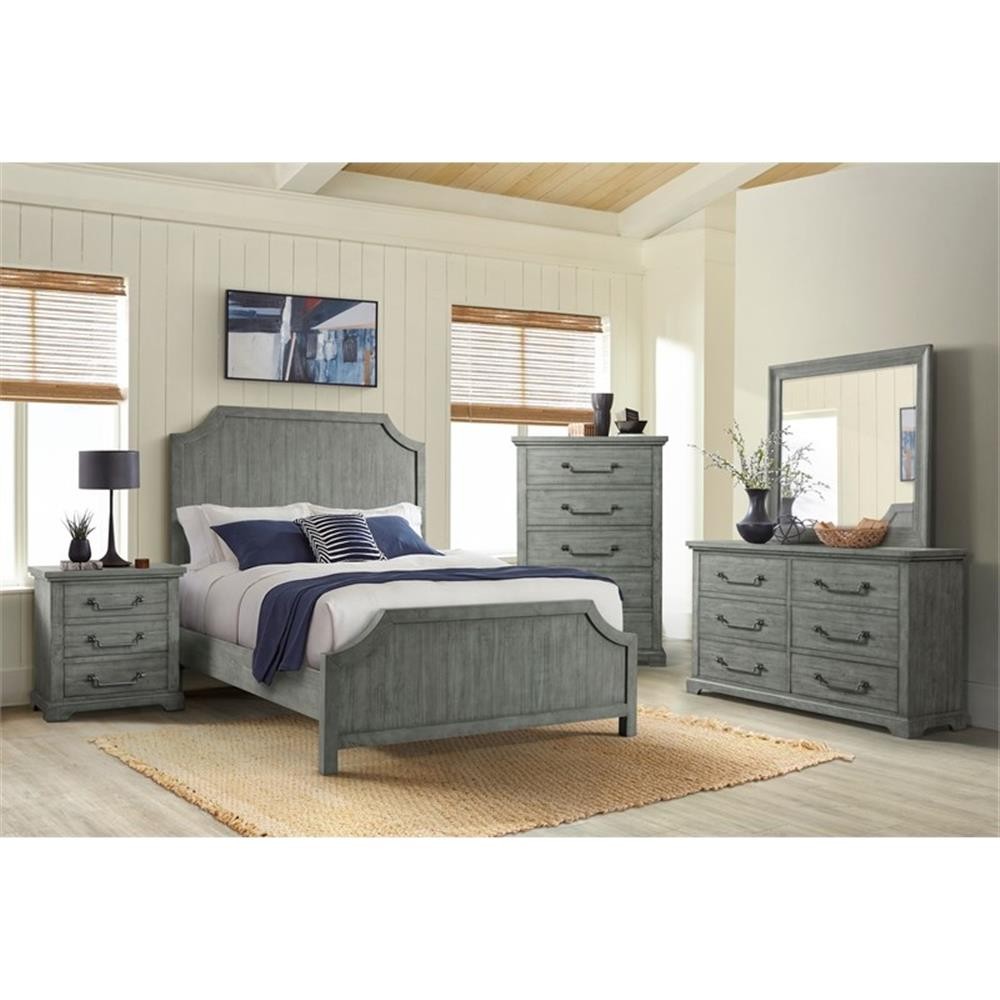 Beach House Solid Wood Dove Gray California King Panel Bed