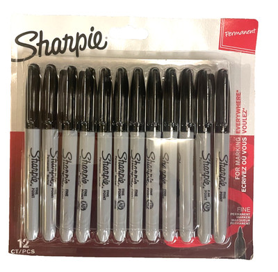 SHARPIE Permanentmarker schwarz feine Spitze 12er Pack UVP 20,80£
