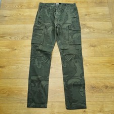 Superdry Cargo Hose Herren W33 L32 Grün Camouflage Skinny Fit Khaki Combat Army