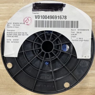 Anixter M16878/1-BFE-69 Type B Lead Wire, 19/34, 22AWG, 600V, Blue/White, 500 ft