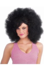 Funky Pop Afro Wig Black Disco Fancy Dress Up Halloween Adult Costume Accessory