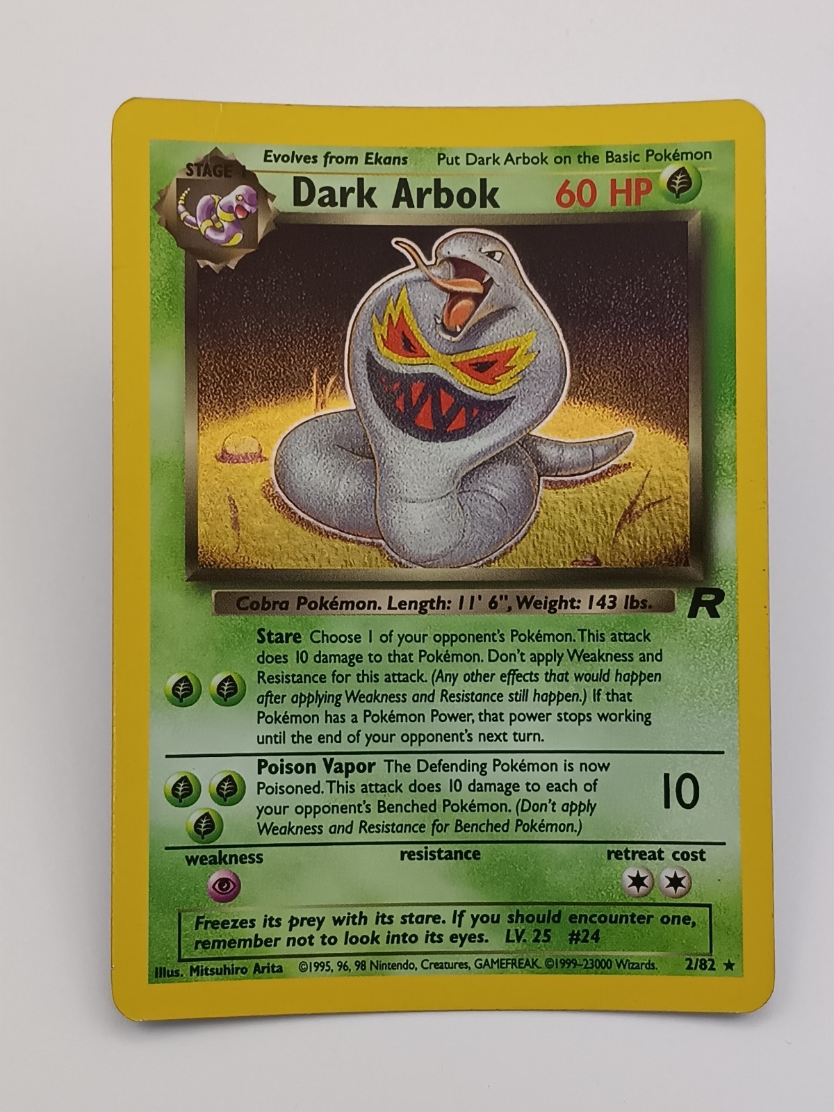 Dark Arbok 2/82 Team Rocket Rare Holo Pokemon Card 2000 Vintage WOTC MP