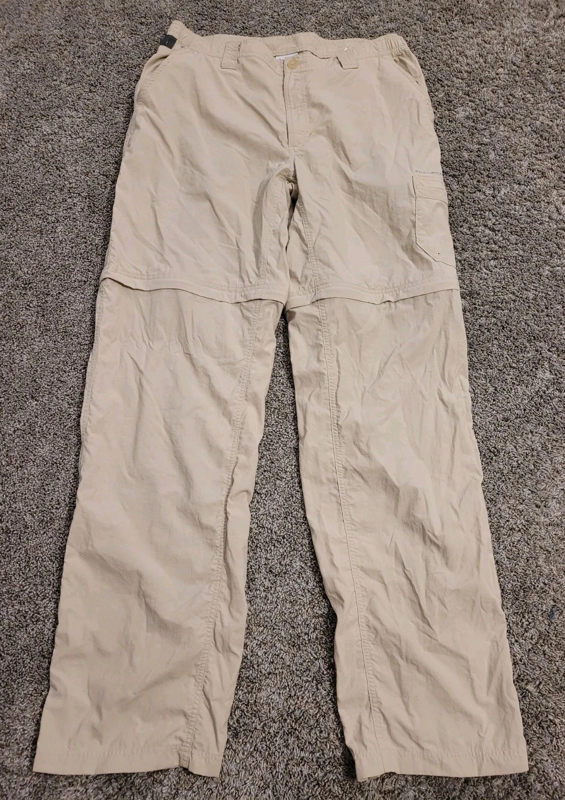 Columbia PFG Cargo Pants Men's Size 36x34 (34x32) Beige Convertible Lightweight