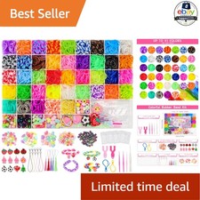 Loom Rubber Band Bracelet Kit 6000 Pcs 41 Colors Beads Charms Storage Case