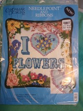 Candamar Designs I Love Flowers. Needlepoint Kit ROSES PILLOW 30545 NIP 14x14