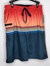 NWT Burnside Swim Trunks Shorts Mens Red/Green New With Tags Draw Strings