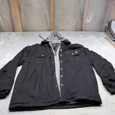 Wrangler Jacket Mens Large Black Duck Canvas Hooded Work Quilted Layered Utility